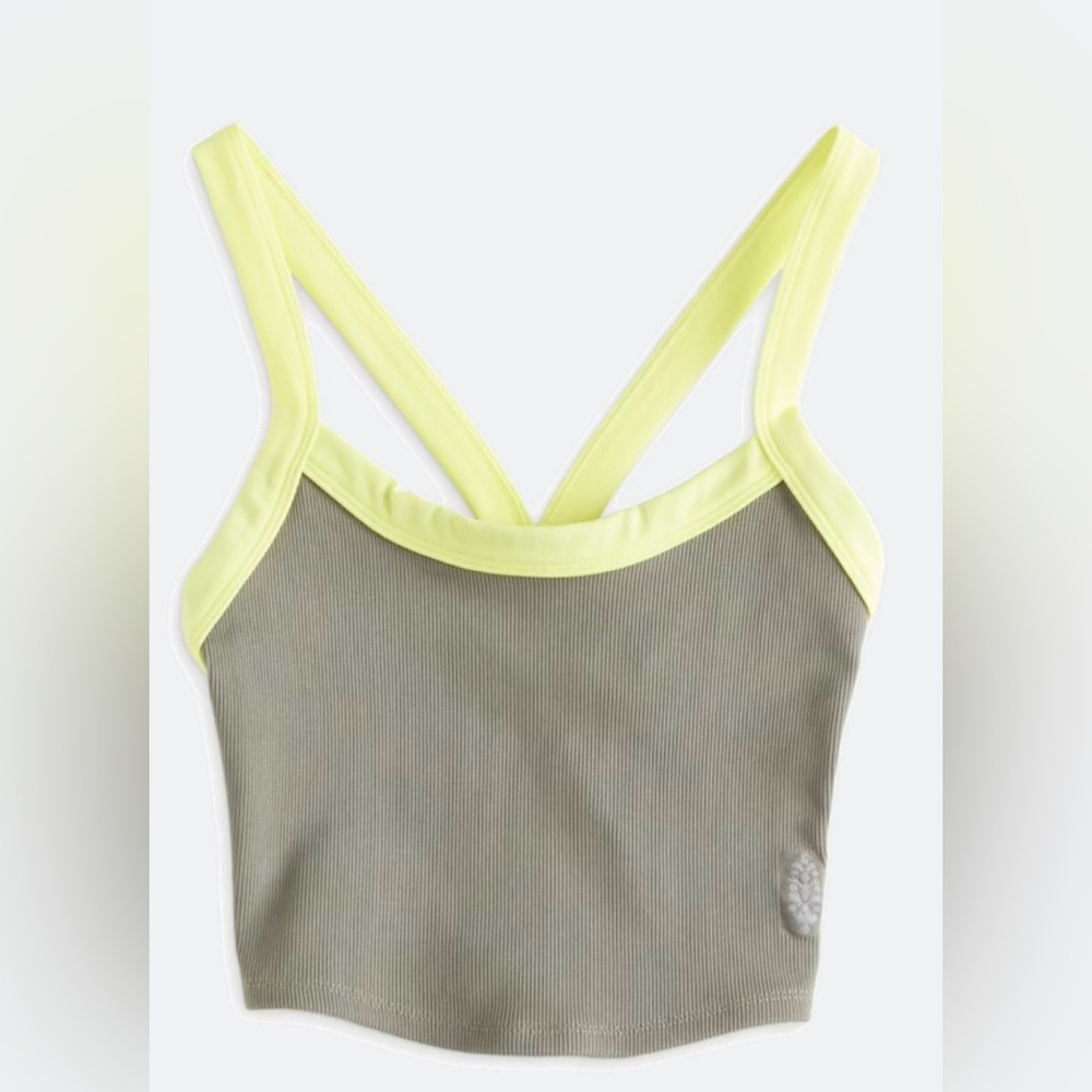 Free People All Clear Neon Yellow and Gray Strappy Tank